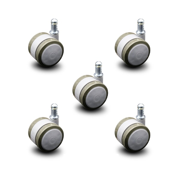 2" Gray Soft Wheel Grip Ring Office Chair Casters  SCC, PK5